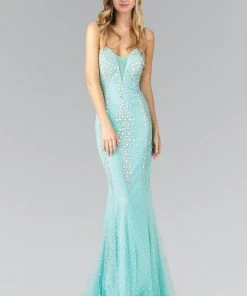 Formal Gowns Elizabeth K - GL2072 Jewel Embellished Tulle Mermaid Gown