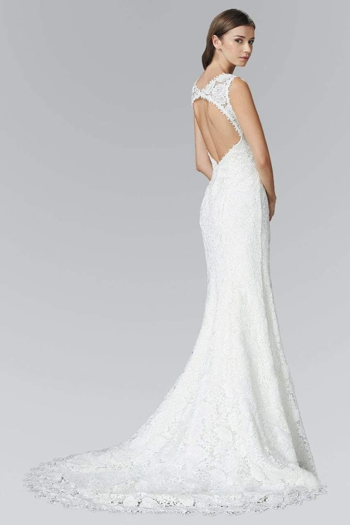 Elizabeth K Bridal Elizabeth K - GL2078 V-neckline With Open Back Lace Trumpet Gown Formal Gowns 4 Elizabeth K Bridal Elizabeth K - GL2078 V-neckline With Open Back Lace Trumpet Gown Formal Gowns