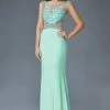 Elizabeth K - GL2082 Bejeweled Sheer Bodice And Back Sheath Gown