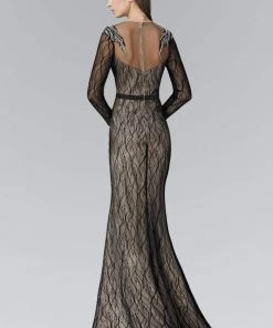 Elizabeth K - GL2102 Embellished Lace With Sheer Long Sleeve Gown Formal Gowns 5 Elizabeth K - GL2102 Embellished Lace With Sheer Long Sleeve Gown Formal Gowns