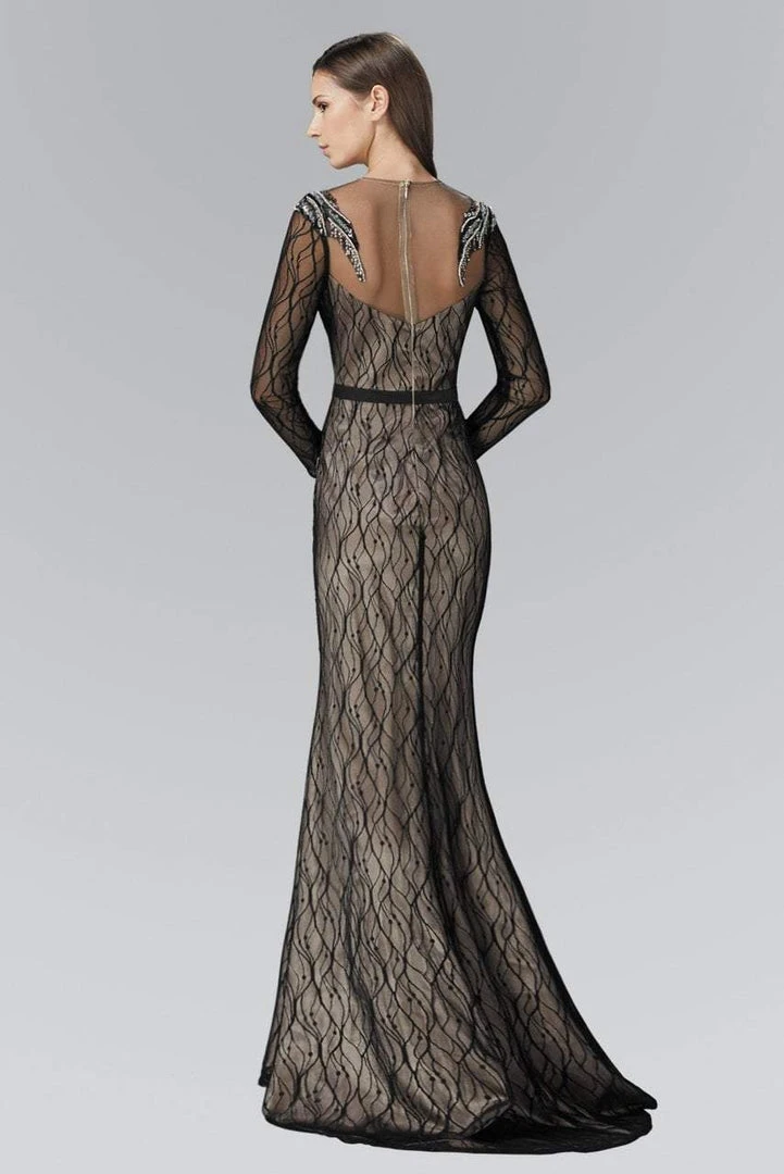 Elizabeth K - GL2102 Embellished Lace With Sheer Long Sleeve Gown Formal Gowns 4 Elizabeth K - GL2102 Embellished Lace With Sheer Long Sleeve Gown Formal Gowns