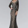 Elizabeth K - GL2102 Embellished Lace With Sheer Long Sleeve Gown Formal Gowns 2 Elizabeth K - GL2102 Embellished Lace With Sheer Long Sleeve Gown Formal Gowns