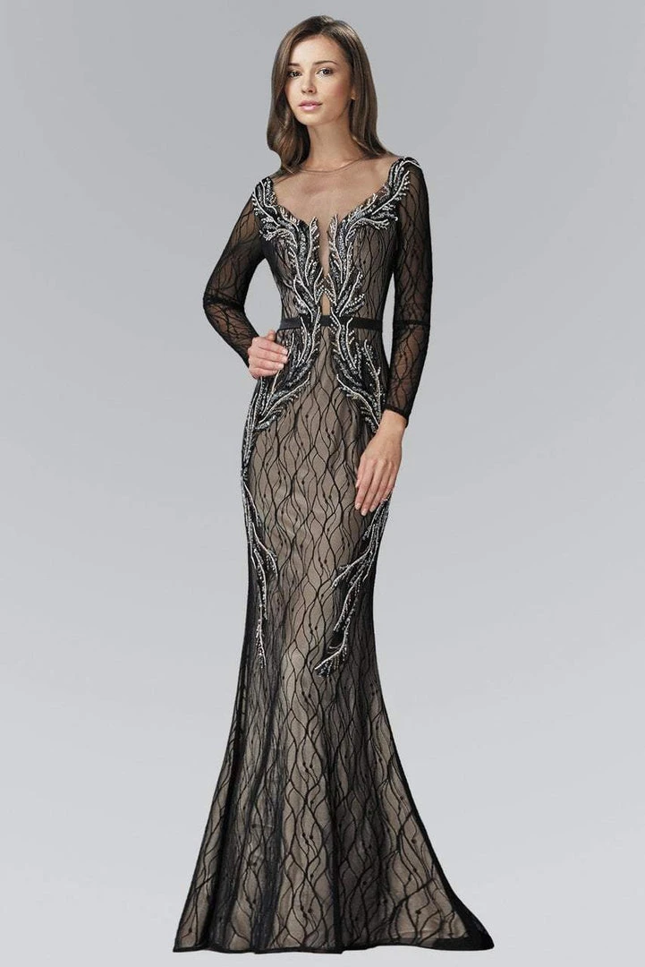 Elizabeth K - GL2102 Embellished Lace With Sheer Long Sleeve Gown Formal Gowns 3 Elizabeth K - GL2102 Embellished Lace With Sheer Long Sleeve Gown Formal Gowns