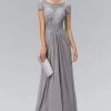 Elizabeth K - GL2105 Laced Bateau Neck Dress Formal Gowns 1 Elizabeth K - GL2105 Laced Bateau Neck Dress Formal Gowns