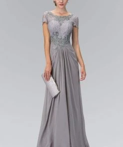 Elizabeth K - GL2105 Laced Bateau Neck Dress Formal Gowns
