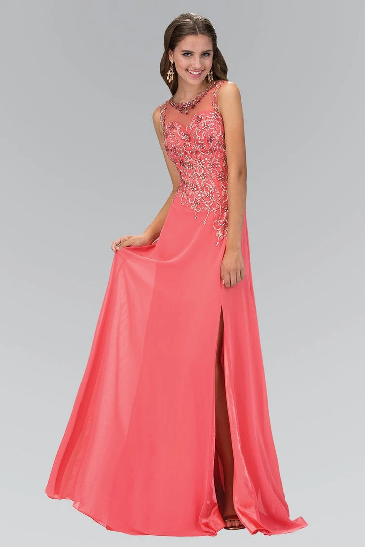 Elizabeth K - GL2118 Embellished Illusion High Neck A-Line Gown Formal Gowns 3 Elizabeth K - GL2118 Embellished Illusion High Neck A-Line Gown Formal Gowns