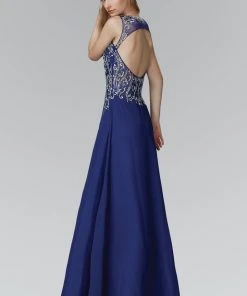 Elizabeth K - GL2118 Embellished Illusion High Neck A-Line Gown Formal Gowns 5 Elizabeth K - GL2118 Embellished Illusion High Neck A-Line Gown Formal Gowns
