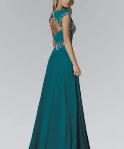 Elizabeth K - GL2119 Bead Embellished V-Neck Chiffon Gown 5 Elizabeth K - GL2119 Bead Embellished V-Neck Chiffon Gown