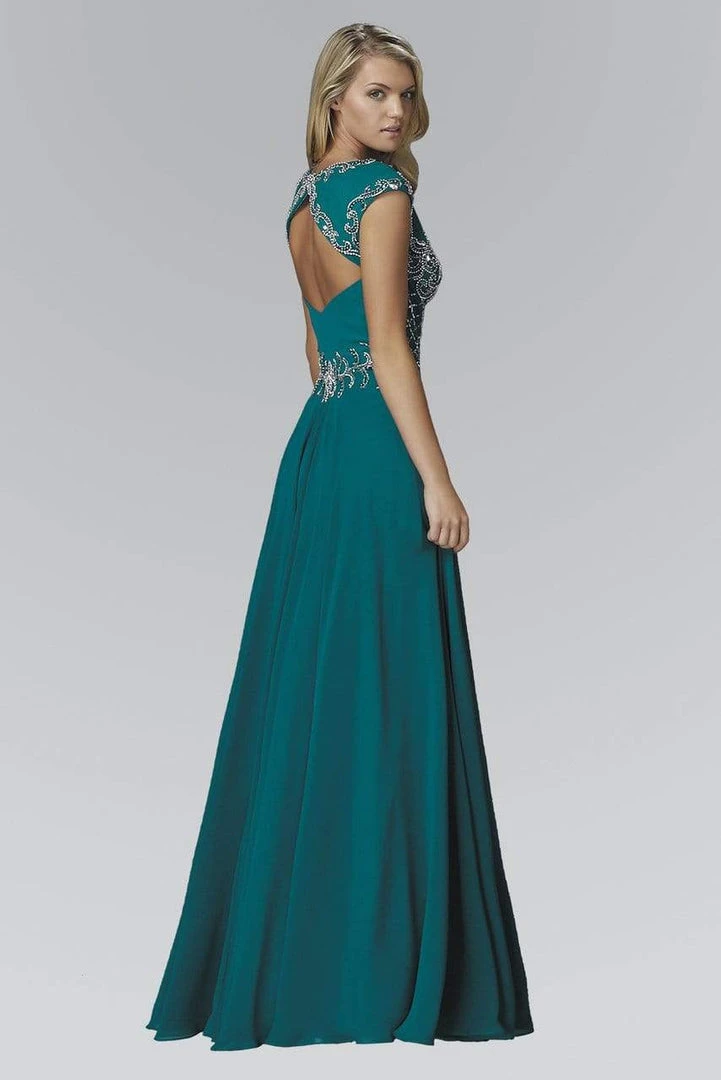 Elizabeth K - GL2119 Bead Embellished V-Neck Chiffon Gown 4 Elizabeth K - GL2119 Bead Embellished V-Neck Chiffon Gown