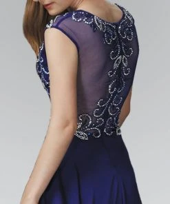 Elizabeth K - GL2120 Beaded Illusion High Neck Chiffon Gown 9 Elizabeth K - GL2120 Beaded Illusion High Neck Chiffon Gown