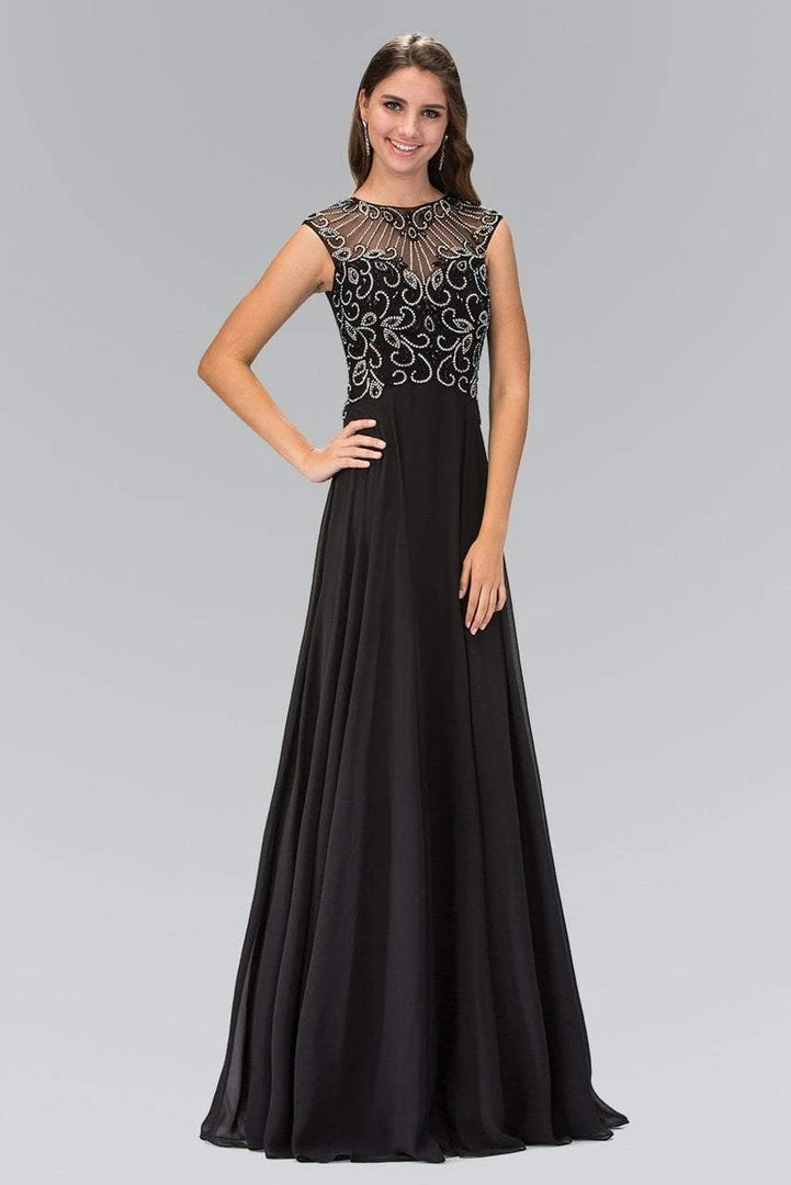 Elizabeth K - GL2120 Beaded Illusion High Neck Chiffon Gown 3 Elizabeth K - GL2120 Beaded Illusion High Neck Chiffon Gown