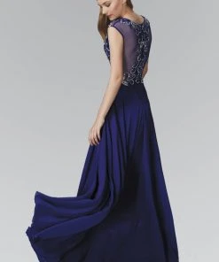 Elizabeth K - GL2120 Beaded Illusion High Neck Chiffon Gown 8 Elizabeth K - GL2120 Beaded Illusion High Neck Chiffon Gown