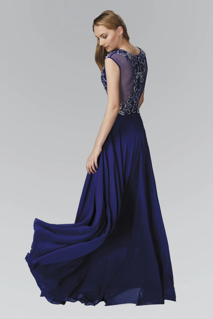 Elizabeth K - GL2120 Beaded Illusion High Neck Chiffon Gown 5 Elizabeth K - GL2120 Beaded Illusion High Neck Chiffon Gown