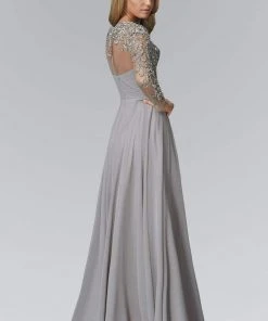 Elizabeth K - GL2129 Jewel Embellished Bateau Neck Gown Formal Gowns 5 Elizabeth K - GL2129 Jewel Embellished Bateau Neck Gown Formal Gowns