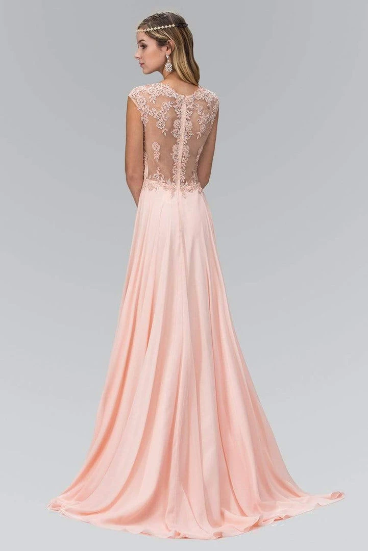 Elizabeth K - GL2136 Laced Bateau Neck A-Line Chiffon Dress Formal Gowns 4 Elizabeth K - GL2136 Laced Bateau Neck A-Line Chiffon Dress Formal Gowns