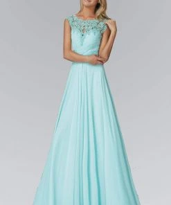Elizabeth K - GL2136 Laced Bateau Neck A-Line Chiffon Dress Formal Gowns 7 Elizabeth K - GL2136 Laced Bateau Neck A-Line Chiffon Dress Formal Gowns