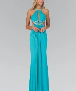 Formal Gowns Elizabeth K - GL2142 Jeweled High Neck Gown