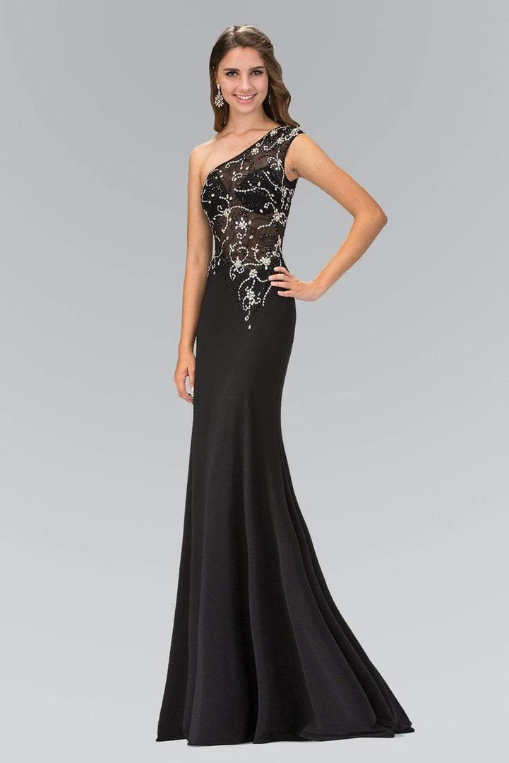 Formal Gowns Elizabeth K - GL2143 Beaded Asymmetrical Neck Gown 3 Formal Gowns Elizabeth K - GL2143 Beaded Asymmetrical Neck Gown