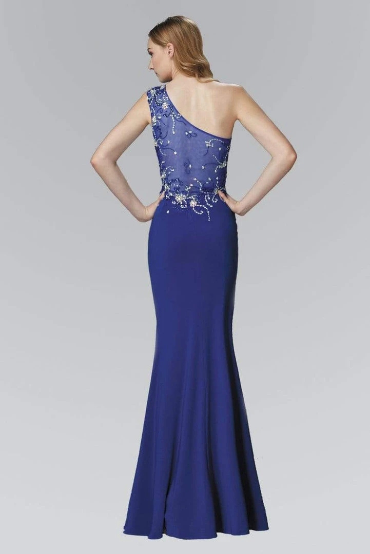 Formal Gowns Elizabeth K - GL2143 Beaded Asymmetrical Neck Gown 4 Formal Gowns Elizabeth K - GL2143 Beaded Asymmetrical Neck Gown