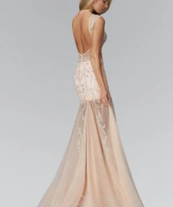 Elizabeth K - GL2153 Beaded Scoop Neck Trumpet Gown Formal Gowns