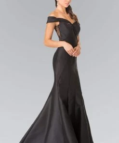 Elizabeth K - GL2213 Laced Off-Shoulder Mikado Mermaid Dress Formal Gowns