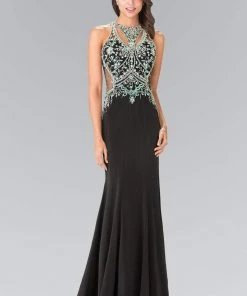 Elizabeth K - GL2221 Beaded High Neck Jersey Evening Gown Formal Gowns