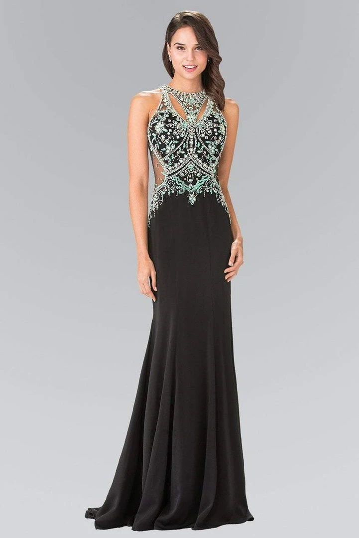 Elizabeth K - GL2221 Beaded High Neck Jersey Evening Gown Formal Gowns 3 Elizabeth K - GL2221 Beaded High Neck Jersey Evening Gown Formal Gowns