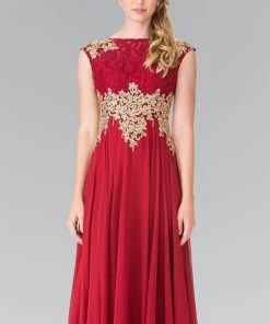 Formal Gowns Elizabeth K - GL2228 Embellished Bateau Chiffon A-Line Dress 13 Formal Gowns Elizabeth K - GL2228 Embellished Bateau Chiffon A-Line Dress