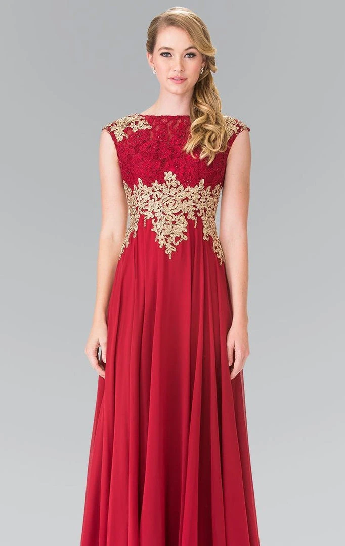 Formal Gowns Elizabeth K - GL2228 Embellished Bateau Chiffon A-Line Dress 7 Formal Gowns Elizabeth K - GL2228 Embellished Bateau Chiffon A-Line Dress