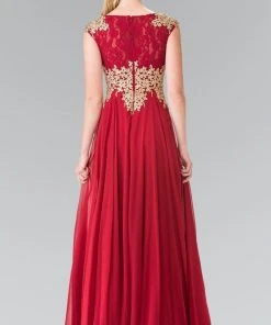 Formal Gowns Elizabeth K - GL2228 Embellished Bateau Chiffon A-Line Dress 12 Formal Gowns Elizabeth K - GL2228 Embellished Bateau Chiffon A-Line Dress
