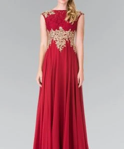 Formal Gowns Elizabeth K - GL2228 Embellished Bateau Chiffon A-Line Dress 11 Formal Gowns Elizabeth K - GL2228 Embellished Bateau Chiffon A-Line Dress
