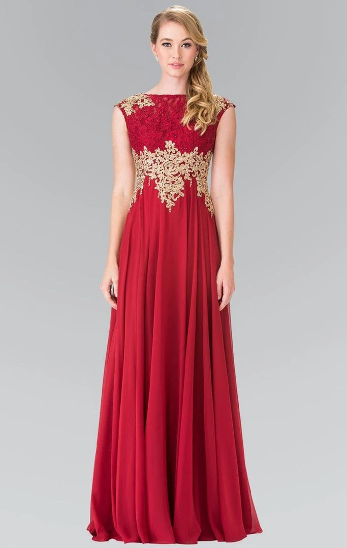 Formal Gowns Elizabeth K - GL2228 Embellished Bateau Chiffon A-Line Dress 5 Formal Gowns Elizabeth K - GL2228 Embellished Bateau Chiffon A-Line Dress
