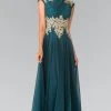 Formal Gowns Elizabeth K - GL2228 Embellished Bateau Chiffon A-Line Dress 2 Formal Gowns Elizabeth K - GL2228 Embellished Bateau Chiffon A-Line Dress
