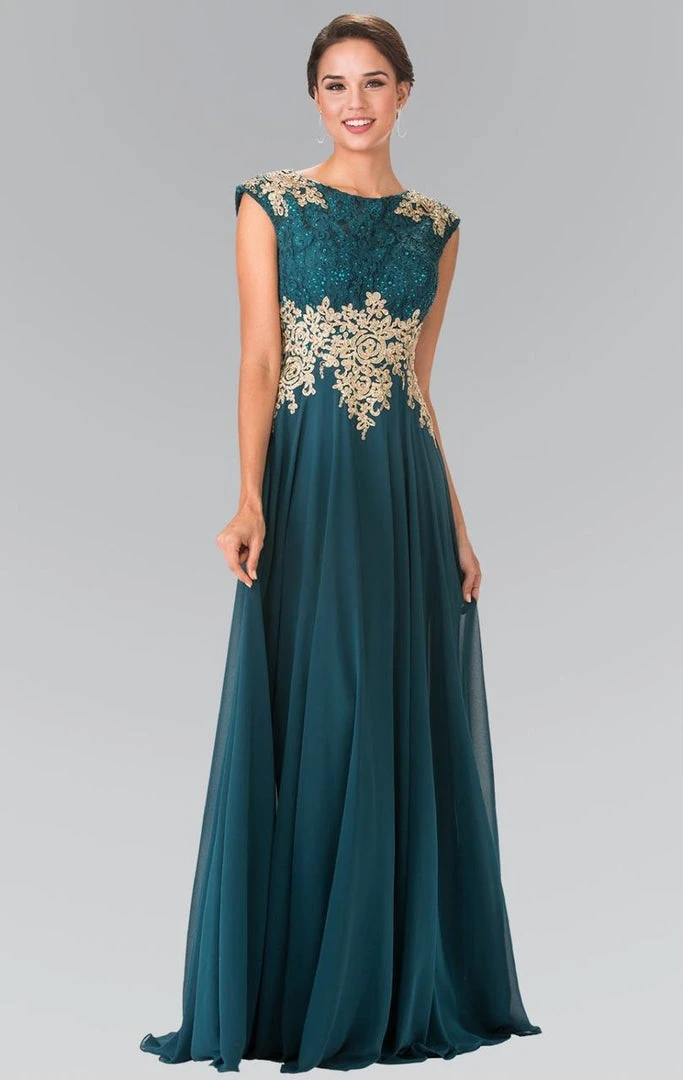 Formal Gowns Elizabeth K - GL2228 Embellished Bateau Chiffon A-Line Dress 3 Formal Gowns Elizabeth K - GL2228 Embellished Bateau Chiffon A-Line Dress