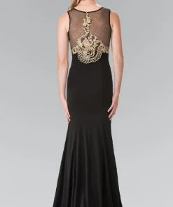 Formal Gowns Elizabeth K - GL2230 Embroidered Bateau Neck Jersey Trumpet Dress 12 Formal Gowns Elizabeth K - GL2230 Embroidered Bateau Neck Jersey Trumpet Dress