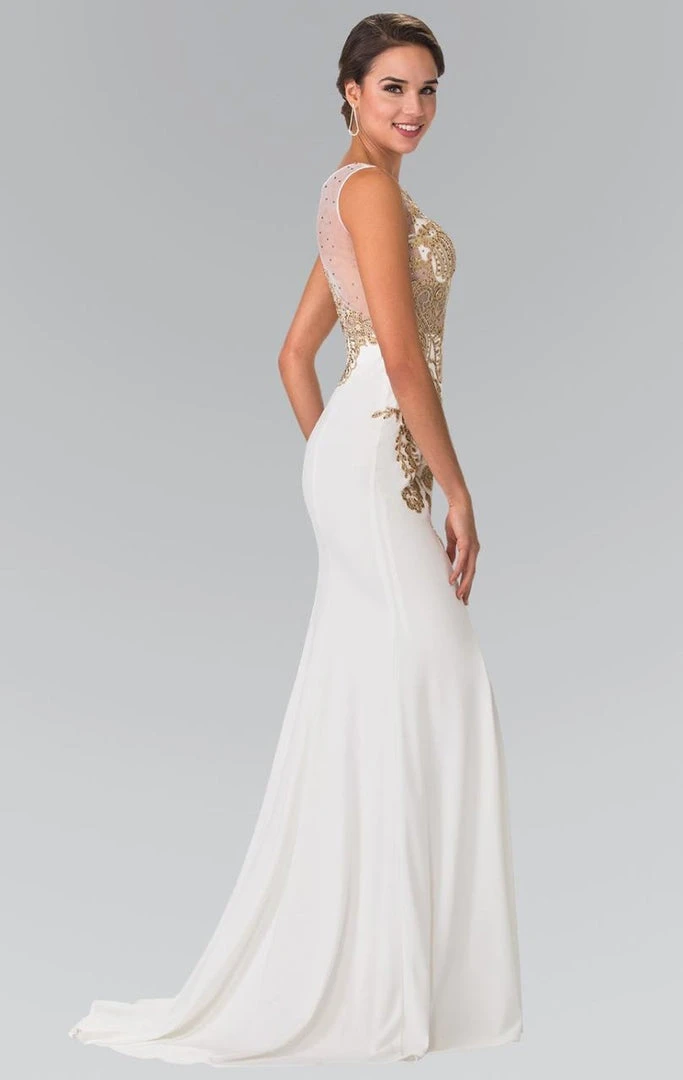 Formal Gowns Elizabeth K - GL2230 Embroidered Bateau Neck Jersey Trumpet Dress 4 Formal Gowns Elizabeth K - GL2230 Embroidered Bateau Neck Jersey Trumpet Dress