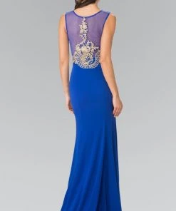 Formal Gowns Elizabeth K - GL2230 Embroidered Bateau Neck Jersey Trumpet Dress 15 Formal Gowns Elizabeth K - GL2230 Embroidered Bateau Neck Jersey Trumpet Dress