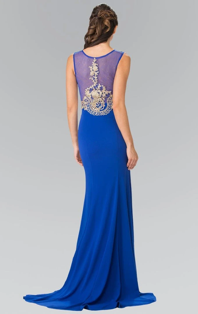 Formal Gowns Elizabeth K - GL2230 Embroidered Bateau Neck Jersey Trumpet Dress 9 Formal Gowns Elizabeth K - GL2230 Embroidered Bateau Neck Jersey Trumpet Dress