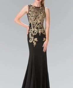 Formal Gowns Elizabeth K - GL2230 Embroidered Bateau Neck Jersey Trumpet Dress 11 Formal Gowns Elizabeth K - GL2230 Embroidered Bateau Neck Jersey Trumpet Dress