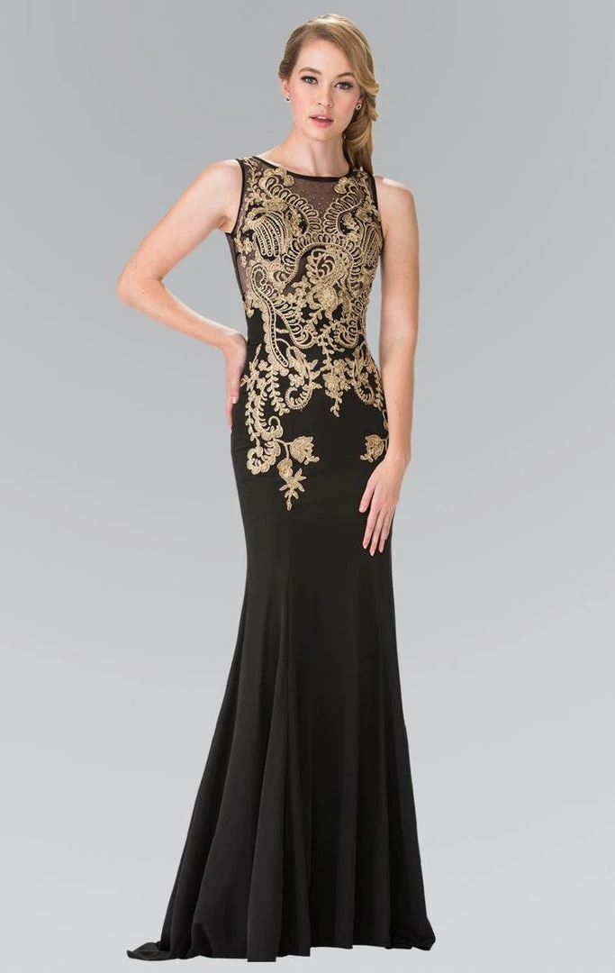 Formal Gowns Elizabeth K - GL2230 Embroidered Bateau Neck Jersey Trumpet Dress 5 Formal Gowns Elizabeth K - GL2230 Embroidered Bateau Neck Jersey Trumpet Dress