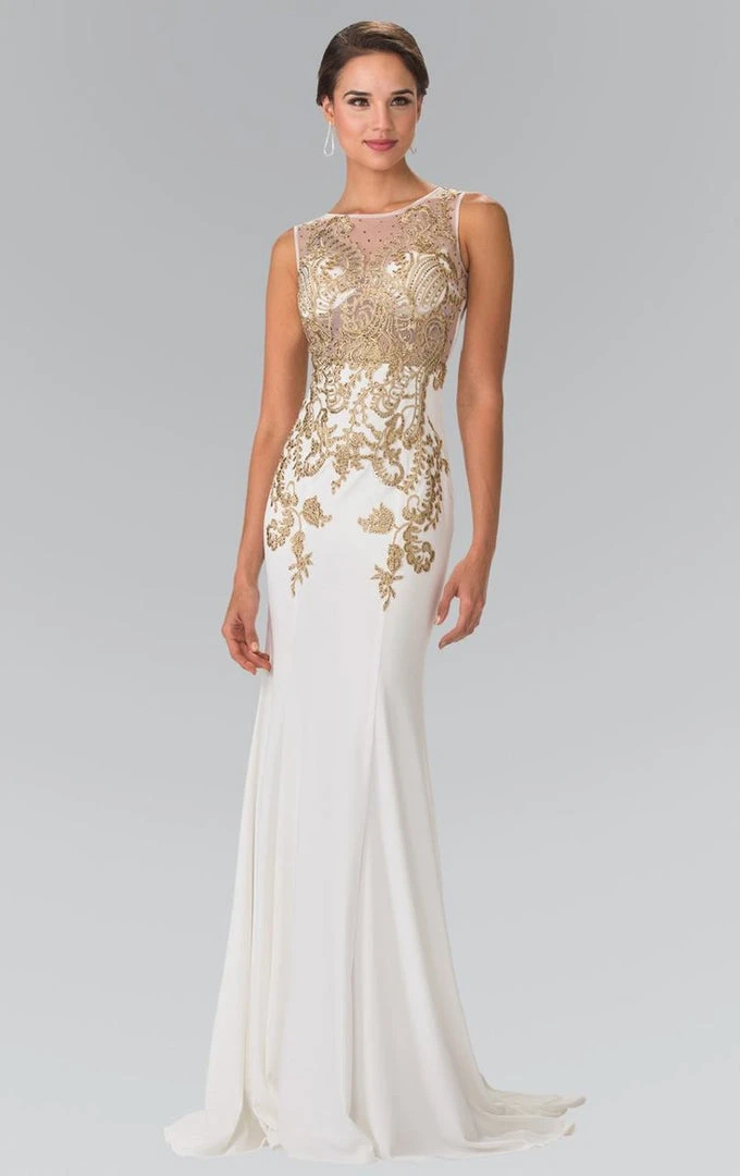 Formal Gowns Elizabeth K - GL2230 Embroidered Bateau Neck Jersey Trumpet Dress 3 Formal Gowns Elizabeth K - GL2230 Embroidered Bateau Neck Jersey Trumpet Dress