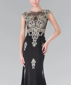 Formal Gowns Elizabeth K - GL2233 Embellished High Neck Jersey Trumpet Dress 11 Formal Gowns Elizabeth K - GL2233 Embellished High Neck Jersey Trumpet Dress