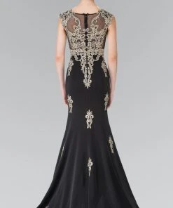 Formal Gowns Elizabeth K - GL2233 Embellished High Neck Jersey Trumpet Dress 12 Formal Gowns Elizabeth K - GL2233 Embellished High Neck Jersey Trumpet Dress