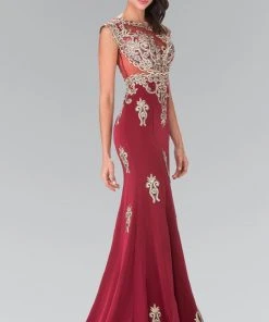 Formal Gowns Elizabeth K - GL2233 Embellished High Neck Jersey Trumpet Dress 14 Formal Gowns Elizabeth K - GL2233 Embellished High Neck Jersey Trumpet Dress