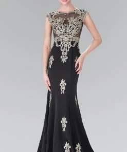 Formal Gowns Elizabeth K - GL2233 Embellished High Neck Jersey Trumpet Dress 10 Formal Gowns Elizabeth K - GL2233 Embellished High Neck Jersey Trumpet Dress