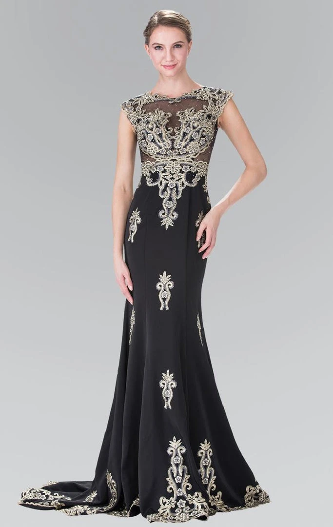 Formal Gowns Elizabeth K - GL2233 Embellished High Neck Jersey Trumpet Dress 4 Formal Gowns Elizabeth K - GL2233 Embellished High Neck Jersey Trumpet Dress