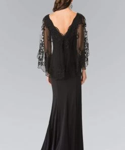 Elizabeth K - GL2235 Embroidered V-Neck Sheath Gown