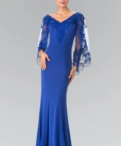 Elizabeth K - GL2235 Embroidered V-Neck Sheath Gown