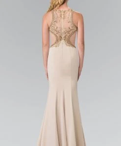 Elizabeth K - GL2237 Bead Embellished Halter Neck Gown Formal Gowns 7 Elizabeth K - GL2237 Bead Embellished Halter Neck Gown Formal Gowns