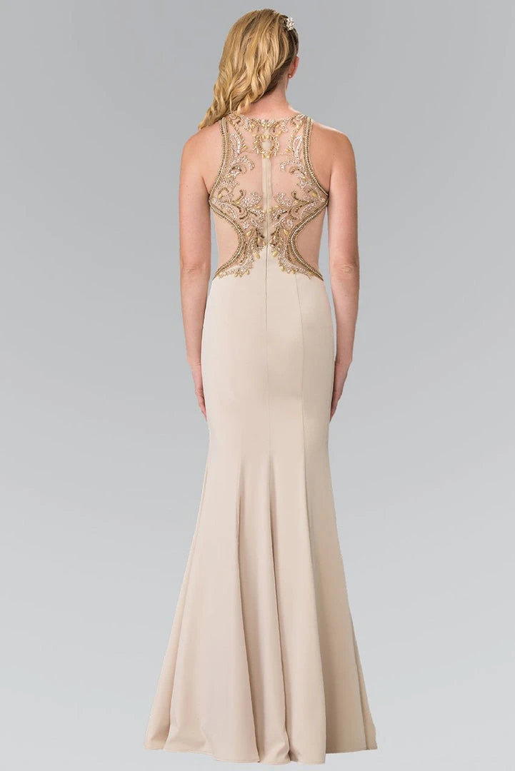 Elizabeth K - GL2237 Bead Embellished Halter Neck Gown Formal Gowns 4 Elizabeth K - GL2237 Bead Embellished Halter Neck Gown Formal Gowns